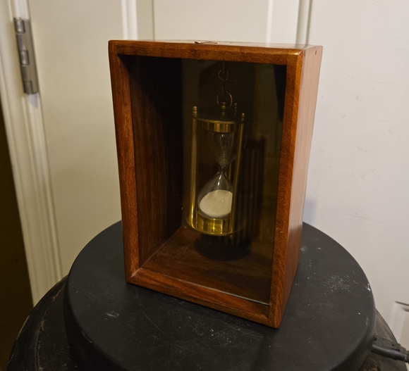 Other - Brass Hourglass Hanging In A Handmade Wooden Display Case
